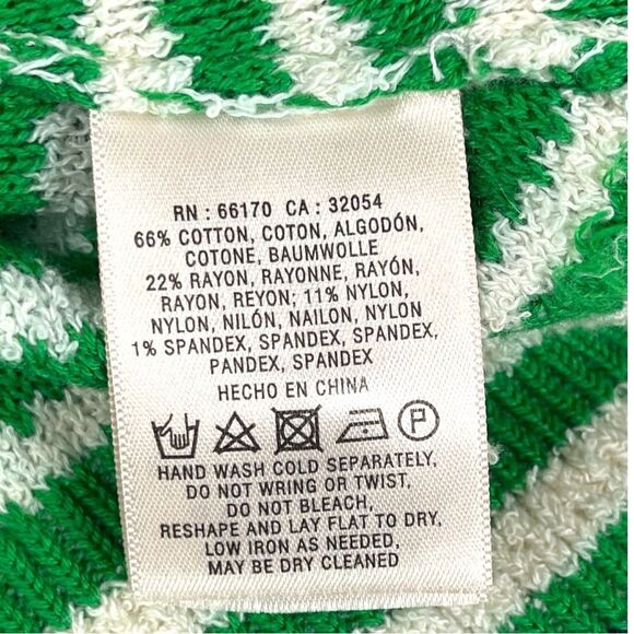 Anthropologie HWR Green Striped Knit Tie Neck Cardigan Sweater women’s Small - Picture 5 of 7